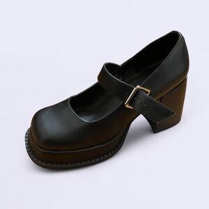 Elegant Black Chunky Heel Mary Jane Shoes